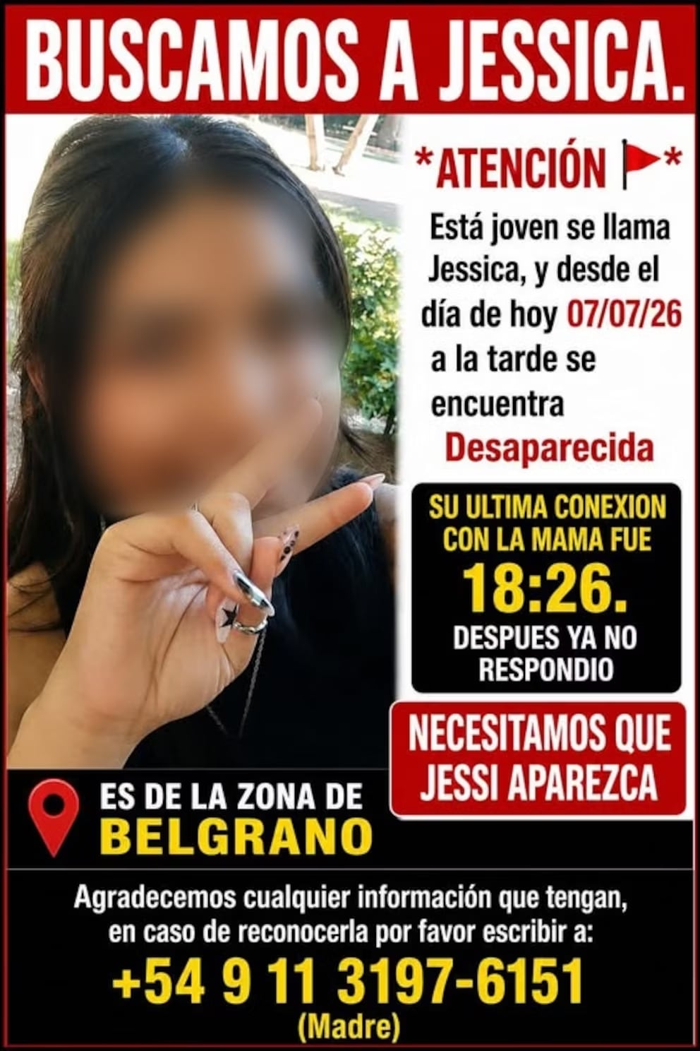 La familia pidió difusión para encontrar a la joven