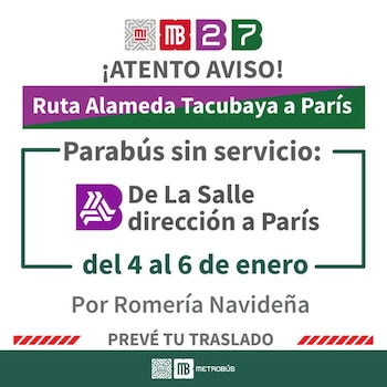 Estación del Metrobús CDMX que va de Alameda Tacubaya a París cerrará por dos días.