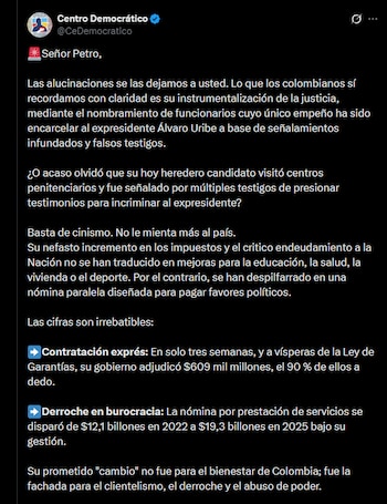 El Centro Democrático escaló la