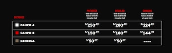 Las entradas están disponibles en Teleticket con precios generales válidos del 18/07 al 28/08.