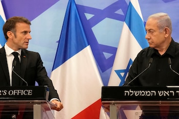 Las relaciones entre Netanyahu y Macron ya estaban deterioradas por la iniciativa encabezada por el presidente francés para que varios países occidentales reconocieran un Estado palestino durante la Asamblea General de la ONU del año pasado (REUTERS)