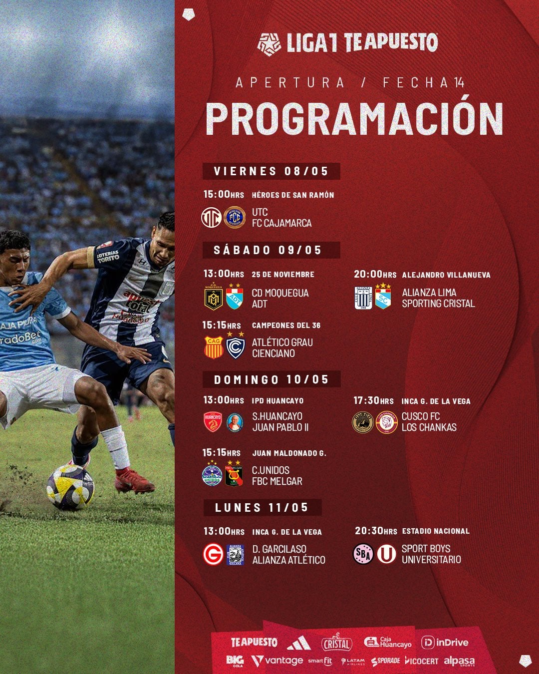 Así se jugará la fecha 14 del Torneo Apertura 2026