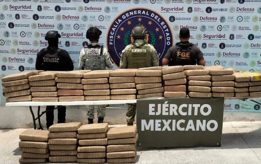 Os 41 pacotes pesam aproximadamente 591 quilos. (Crédito: Ministério Público do Estado de Guerrero)