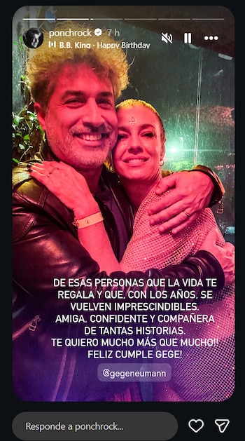 El músico Ponch se sumó a los saludos de cumpleaños para Gege Neumann con un mensaje sobre su amistad