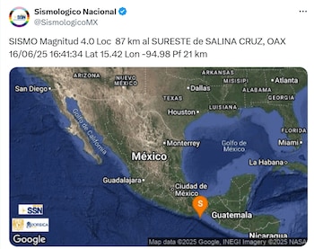 Fuente: @XSismologicoMX