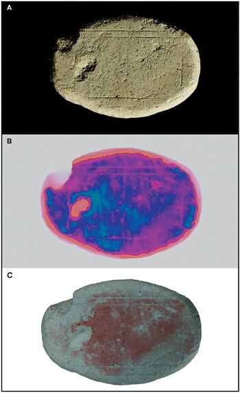 El tablero de piedra caliza procedente de la antigua Coriovallum fue identificado como un juego de bloqueo estratégico con piezas de piedra o vidrio - Crédito: Gentileza, estudio Ludus Coriovalli: using artificial intelligence-driven simulations to identify rules for an ancient board game, publicado en Antiquity