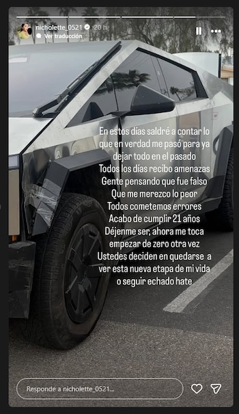 La influencer de 21 años afirmó haber recibido amenazas y solicitó respeto a su privacidad frente a sus más de 200.000 seguidores en redes socialess (IG)