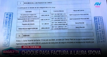 Derco exige a Laura Spoya asumir parte de los costos del accidente de la camioneta Haval H9. Captura: Magaly TV La Firme.