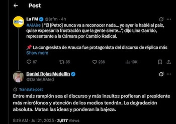 Daniel Rojas criticó el discursó