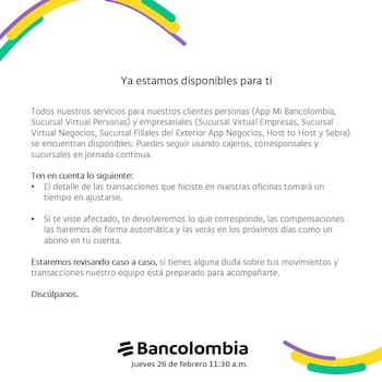 “Ya estamos disponibles para ti”,