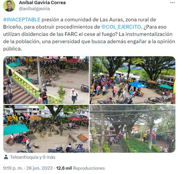 Aníbal Gaviria se manifiesta sobre