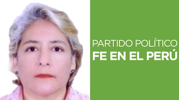 Fotografía de Diana Vanessa Herrera Zavala al lado del texto Partido Político Fe en el Perú sobre fondo verde