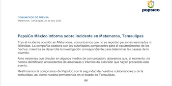 Comunicado de PepsiCo tras incendio. (PepsiCo)