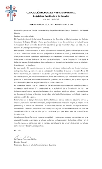 La institución educativa reveló las razones por las que siguió adelante con el evento - crédito Colegio Americano de Bogotá