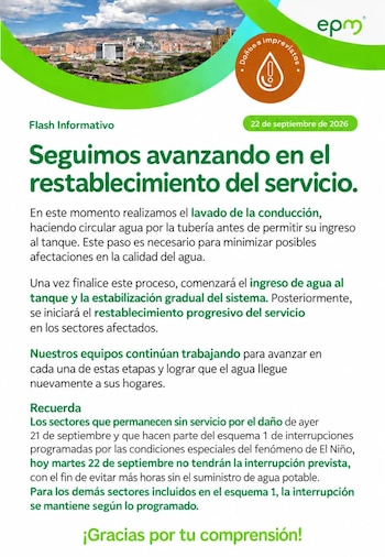 EPM finalizó los trabajos en la tubería de conducción Villa Hermosa-Campo Valdés-Berlín durante la tarde del martes - crédito EPM