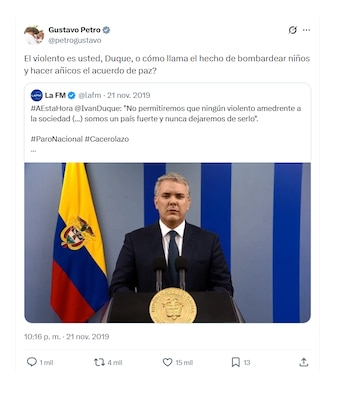 El mensaje de Gustavo Petro que desempolvó María Fernanda Cabal