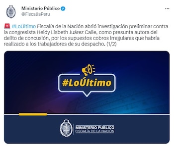 Comunicado de Ministerio Público. Fuente: