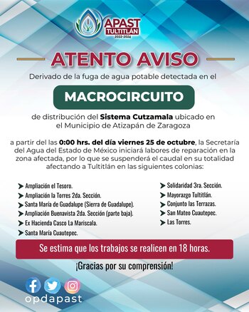 Estas colonias de Tultitlán tendrán