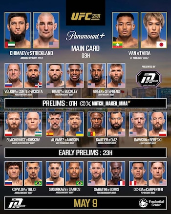 Cartelera de la UFC 328.