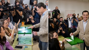 Las imágenes de Juanma Moreno que han desatado la polémica en Málaga (Montaje Infobae)