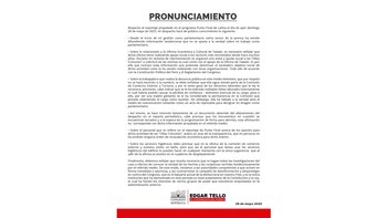 Comunicado del congresista Edgar Tello