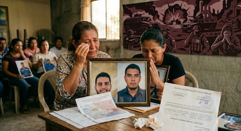 Las esposas de los salvadoreños presuntamente fallecidos en Rusia esperan una respuesta de las autoridades sobre la repatriación o búsqueda de los cuerpos de sus seres queridos -Visuales IA.