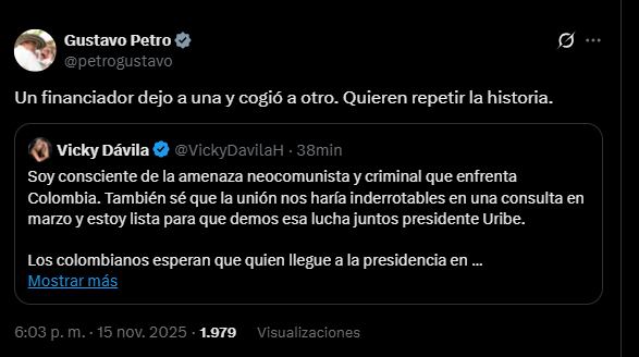 Petro expresó su molestia por la propuesta de Abelardo de la Espriella - crédito @petogustavo/X