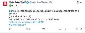 Actualización del Metrbús, el 1°