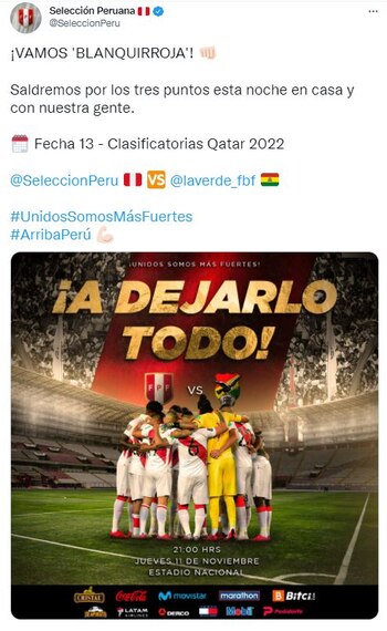 Selección peruana pide aliento de hinchas