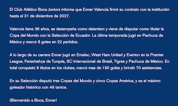 Enner Valencia es jugador de Boca Juniors