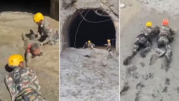 “Como lagartijas”: rescatistas se arrastran por el lodo para salvar a personas atrapadas en Nepal