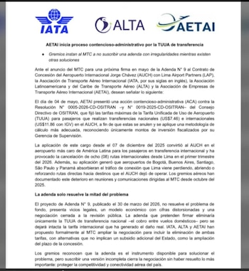 Comunicado de los gremios aéreos