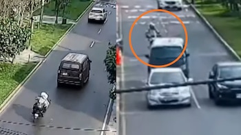 Colectivero embiste a policía para