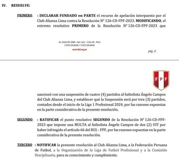 Comisión Disciplinaria redujo a tres las fechas de sanción a Ángelo Campos.