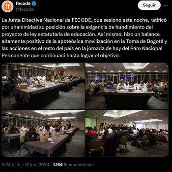 Fecode continuará con las manifestaciones