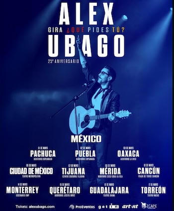 Alex Ubago tendrá 11 fechas de conciertos en México este 2026. Foto: Instagram/@alexubago.