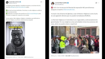 Además del concejal Andrés Barrios, la senadora Lorena Ríos (Colombia Justa Libres) repudió lo ocurrido en medio de la celebración de la Semana Santa en la capital colombiana - créditos @ABarriosBernal/X | @LorenaRiosC/X