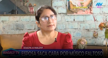 Naldy Saldaña negó romance con César Sánchez, pero su esposa responde con inesperada acusación. Captura: Magaly TV La Firme.