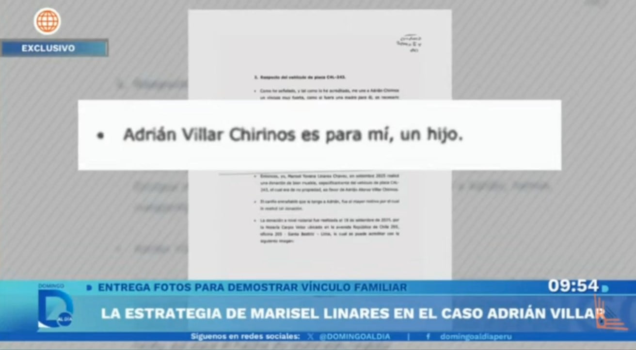 Marisel Linares revela por qué entregó su camioneta a Adrián Villar, implicado en la muerte de Lizeth Marzano. Captura: Domingo al día.