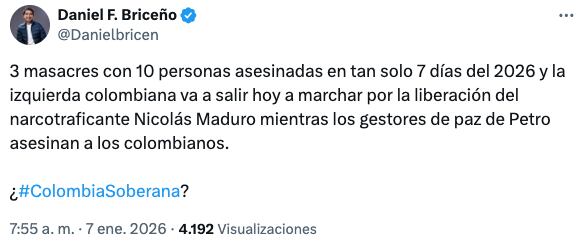Daniel briceño cuestionó marcha del Gobierno Petro - crédito @Danielbricen
