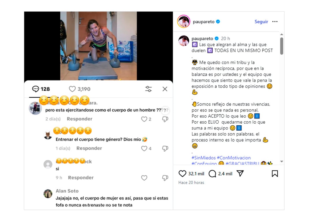 La publicación de Paula Pareto en su Instagram (@paupareto)