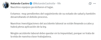 El Ministerio de Trabajo abrió una investigación para deducir responsabilidades por el accidente laboral. (Foto cortesía redes sociales)