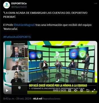 El Grande Matecaña estaría enfrentando una nueva crisis - crédito Directv Sports Colombia