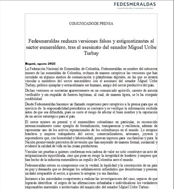 El gremio esmeraldero denuncia estigmatización