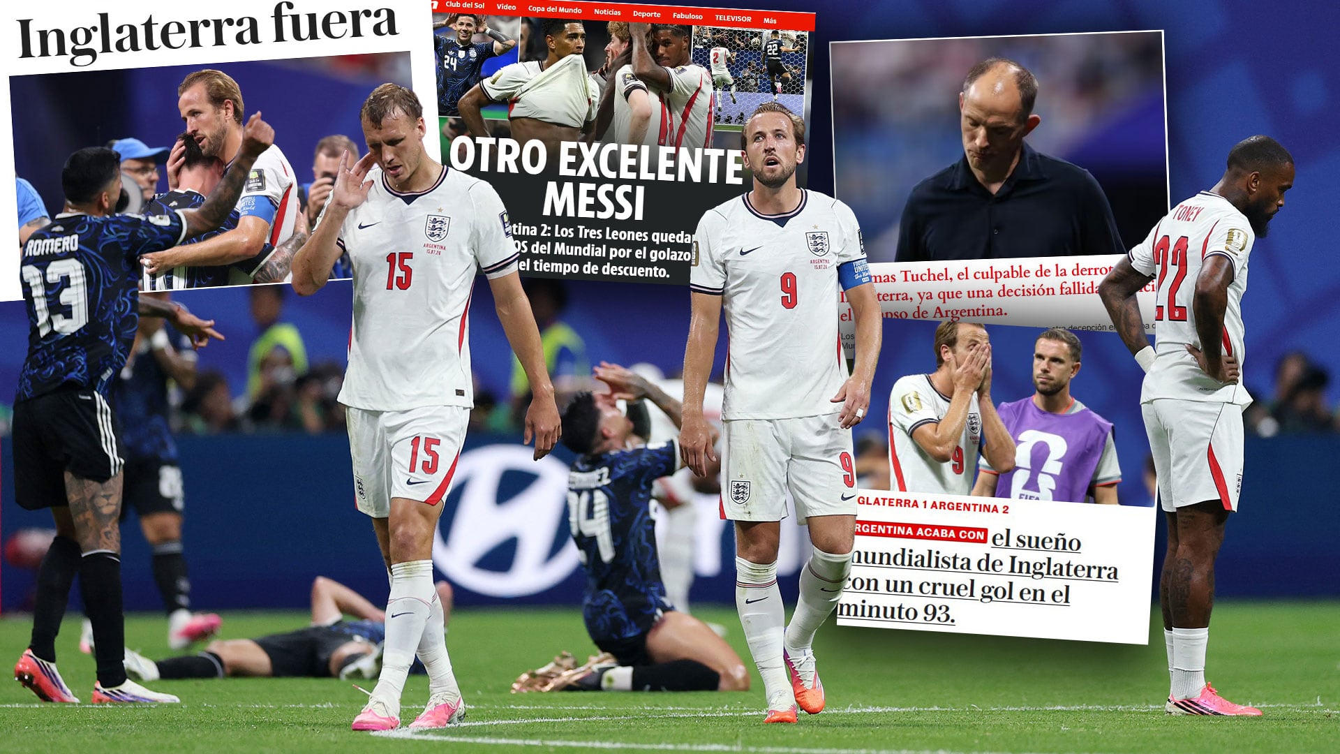 Los medios de Inglaterra hicieron eco de la derrota ante Argentina en la semifinal del Mundial