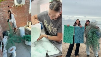 Dos emprendedoras de Mar del Plata transforman redes de pesca descartadas en un nuevo material para fabricar muebles