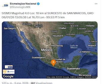 Temblor hoy 6 de enero