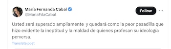 María Fernanda Cabal aseguró que