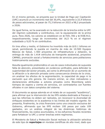 Comunicado Ministerio de Salud -