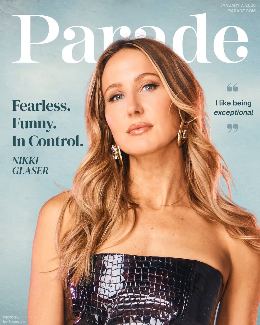 En exclusiva con Parade Magazine, la humorista afirmó sentirse segura y confiada para conducir la 83ª edición de los Globo de Oro en Los Ángeles (Portada Parade Magazine)
